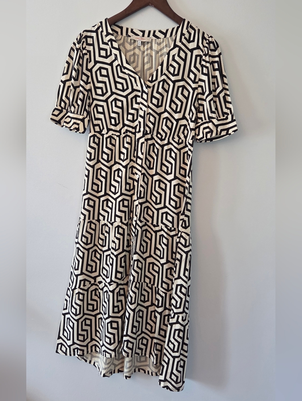Casa Cabana Bianca Black & White Midi Size XS Dress